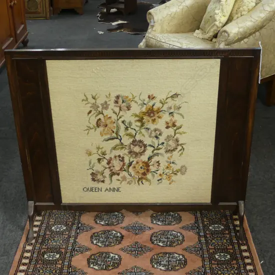 NEEDLEWORK FIRE SCREEN H.770mm W.900mm