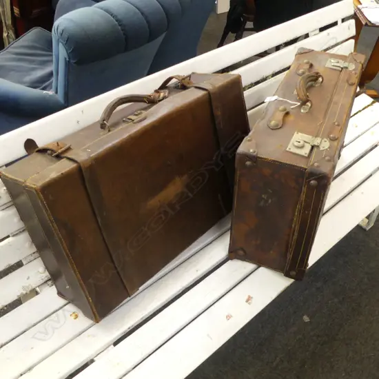 2 OLD LEATHER SUITCASES 