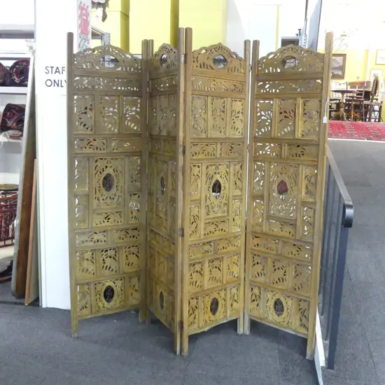 WOODEN 4 PANEL CARVED SCREEN, 1850 X 500mm, per panel