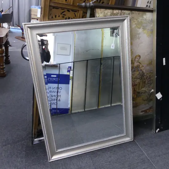 MODERN SILVER FRAMED MIRROR 1040x730mm