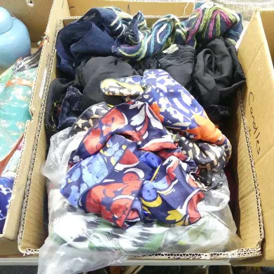 BOX LOT SILK SCARFS ETC 