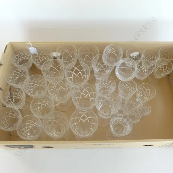 34 CUT CRYSTAL WINE & LIQUER GLASSES EDINBURGH CRYSTAL ETC