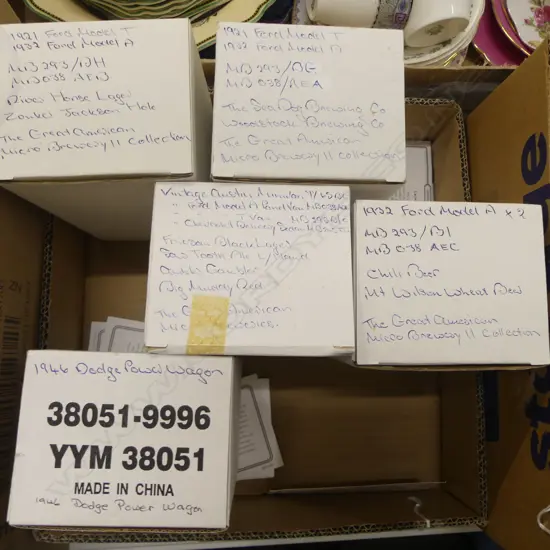 5 BOXES OF DIE CAST MODELS  ALL NAMED ON OUTSIDE OF BOXES