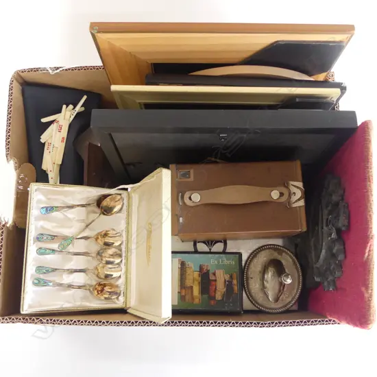 BOX LOT PHOTO FRAMES BOX CAMERA OPERA GLASSES ETC