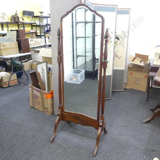 MAHOGANY CHEVAL DRESSING MIRROR H.1550mm