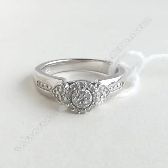 STG SILVER & DIAMOND RING SIZE N