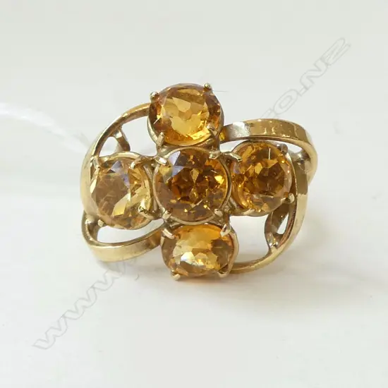 vintage 9ct YELLOW GOLD & CITRINE DRESS RING 6.2gms SIZE J
