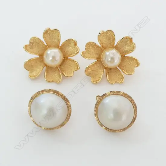 PR 14CT MABE PEARL EARRINGS + COSTUME PR