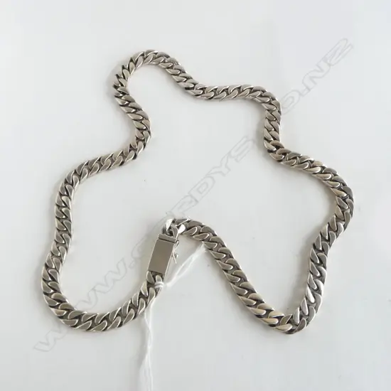 SILVER MODERN FLAT LINK SOLID HEAVY SILVER NECKCHAIN L.520mm. 86gms