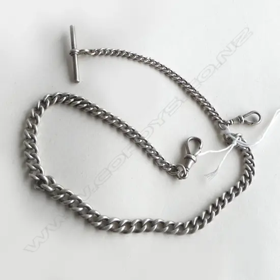 2 VINTAGE SILVER ALBERT CHAINS. both graduating. L's. 320 & 120mm. 45gms