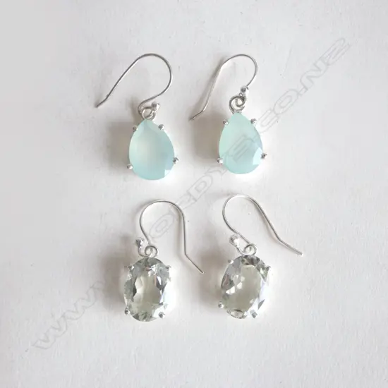 TWO PAIRS OF SILVER AND GEMSTONE EARRINGS