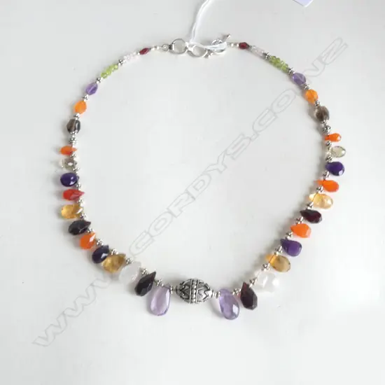 SILVER AND MULTI GEMSTONE NECKLACE