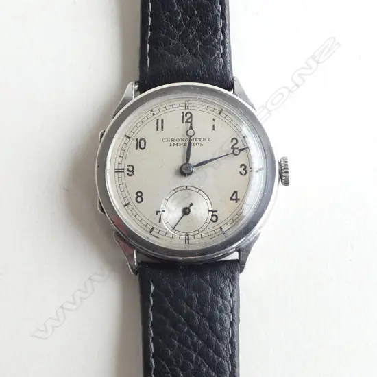 MENS 1940s IMPEROS CHRONOMETER WRIST WATCH, STG CASE, EP BACK, MANUAL WINDING, KEEPS GOOD TIME