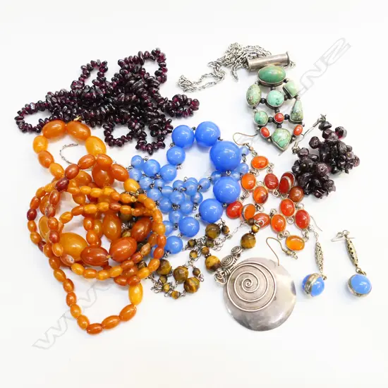 5 NECKLACES + 3 PRS EARRINGS