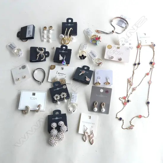 ASSTD. COSTUME JEWELLERY; EARRINGS, RINGS & NECKLACE, NEW OLD STOCK