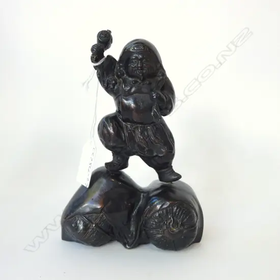 SIGNED JAPANESE BRONZE OF DAIKOKU [GOD OF WEALTH] H155mm