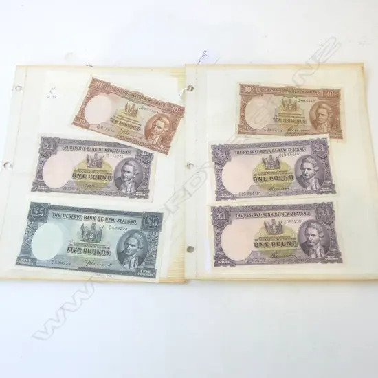 6 NZ BANK NOTES; 3 HANNA, 3 WILSON
