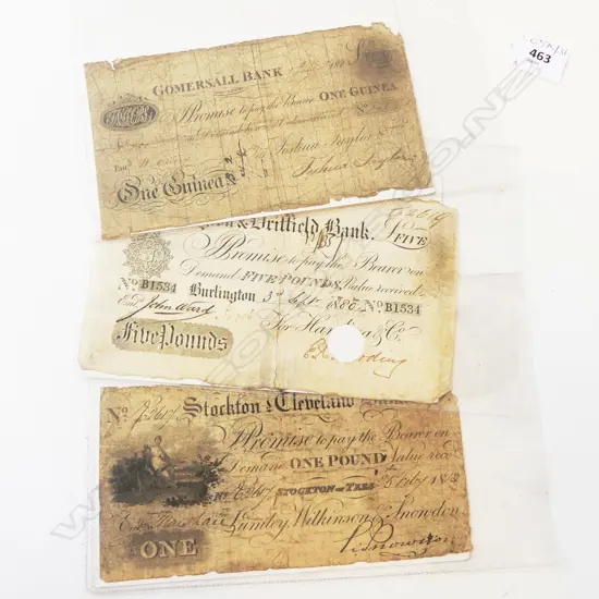3 19thC UK BANK NOTES