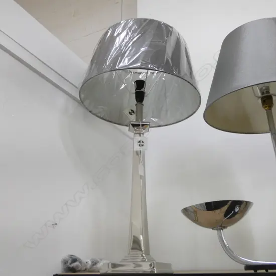 CC INTERIORS TABLE LAMP; SILVER METAL BASE REQ. TIGHTENING H.750mm