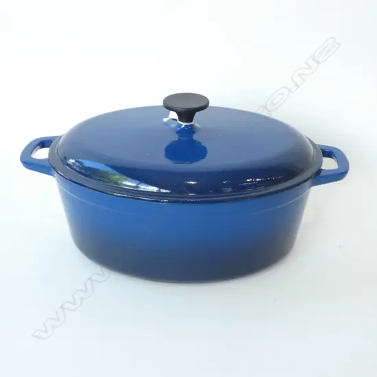 BLUE ENAMEL CAST IRON CASSEROLE W.400mm