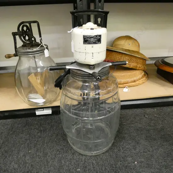 (3569) VINTAGE GLASS DANDY 'No.25' MEAT GRINDER H.510mm