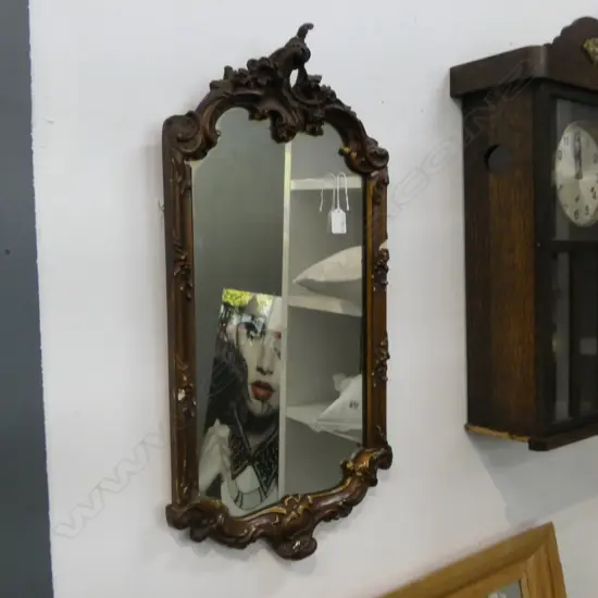 OLD GILT PLASTER FRAMED ROCOCCO WALL MIRROR H.740mm