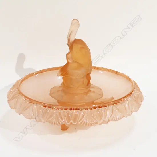 PINK GLASS PELICAN FLOWER BOWL 310mm dia