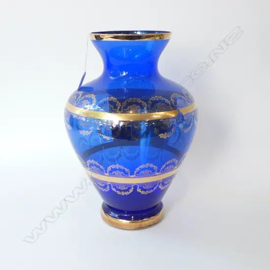 LG BLUE VENETIAN GLASS VASE H.370