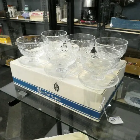 6 WATERFORD COUPES 110mm dia, BOXED