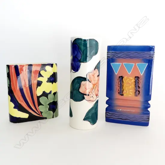 3 NZ VASES; CHRISTINE HARRIS, D. ADAMS, TERRA CERAMICS H.270mm