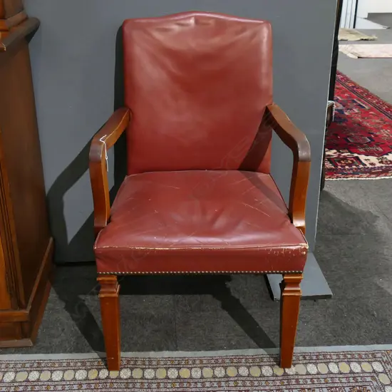 RED LEATHER ARMCHAIR