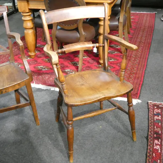 ANTIQUE COUNTRY STYLE WOODEN ARMCHAIR 