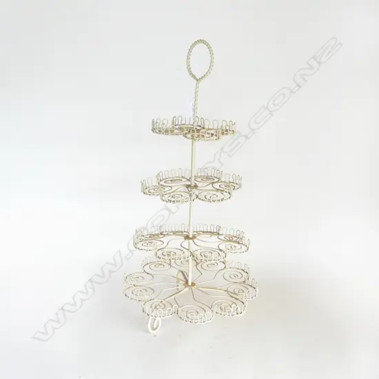 VINTAGE WIRE WORKED TIERED DISPLAY STAND, H.640mm