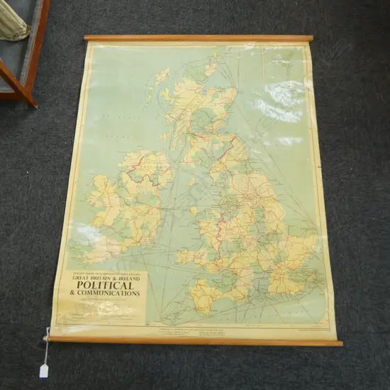 MAP OF GREAT BRITAIN & IRELAND, PHILIP & SON 1961