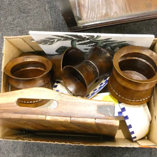 ASST. CERAMICS, PLATTER, WOODEN TRAY ETC