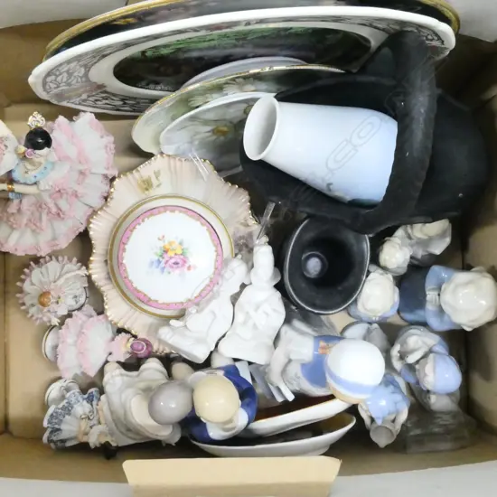 4 DRESDEN FIGURINES, 2 B&G PCES, ASST EAST GERMAN FIGURINES, etc