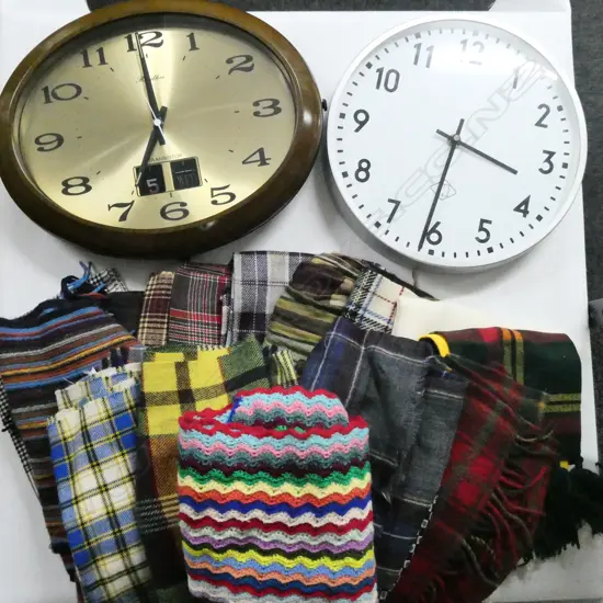 ASST. TARTAN SCARVES & 2 CLOCKS
