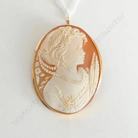 18CT GOLD FRAMED CAMEO BROOCH/PENDANT