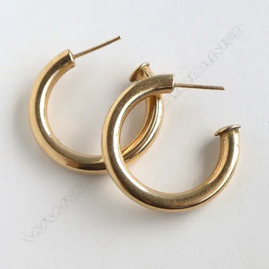 PR 9ct YELLOW GOLD LGE HOOP EARRINGS no butterflies Dia.27mm 4.84gms