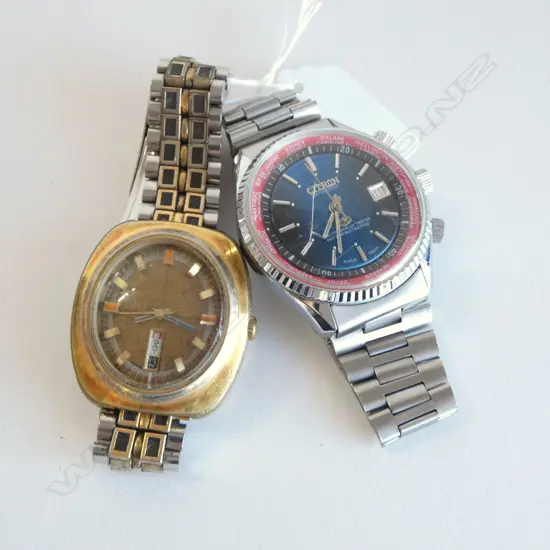 2 VINTAGE GENT'S STYLISH WRISTWATCHES: Citron Datomatic crack to glass + A1 Pagol both running