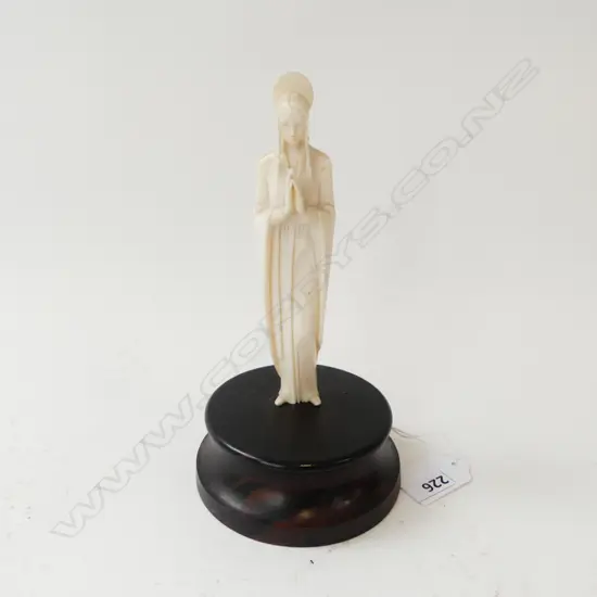 IVORY CARVED MADONNA MOUNTED on WOODEN BASE 170mm