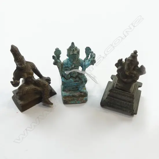 3 CAST METAL DEITIES; Ex John Perry Collection, H.70mm