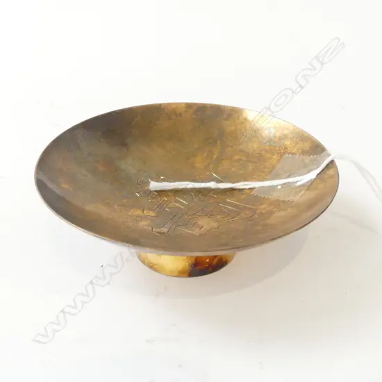 VINTAGE JAPANESE SMALL SILVER GILT or BRASS QUALITY BOXED DISH Dia.90mm