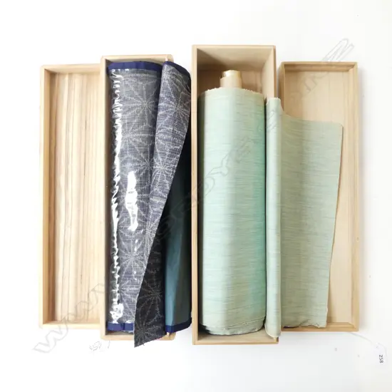 2 VINTAGE JAPANESE PAULOWNIA BOXED FABRIC BOLTS