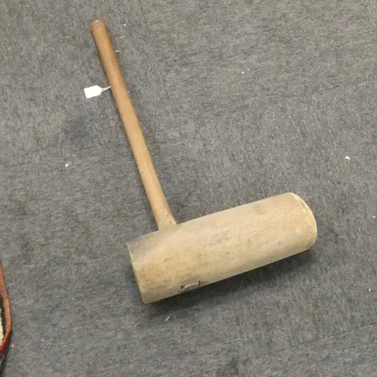 VINTAGE JAPANESE LGE WOODEN MALLET with cylinder head L.700mm