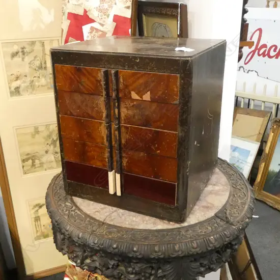 VINTAGE JAPANESE 5 drawer SMALL COLLECTOR'S CHEST SOME FAULTS