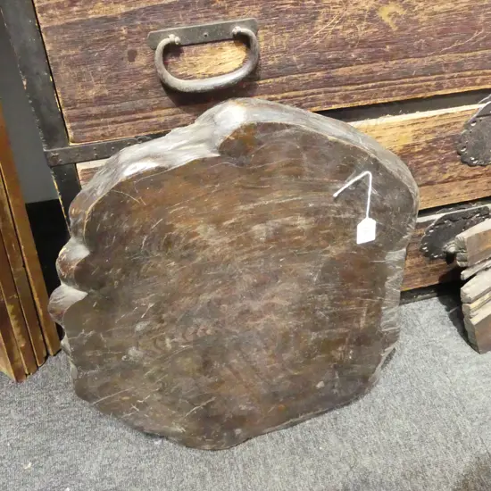 VINTAGE JAPANESE SLAB WOOD STAND natural shaped edge Dia.500mm