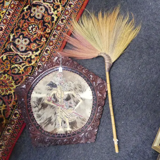 INDONESION PENTAGON FRAMED ARTWORK & CARPET BEATER L980MM