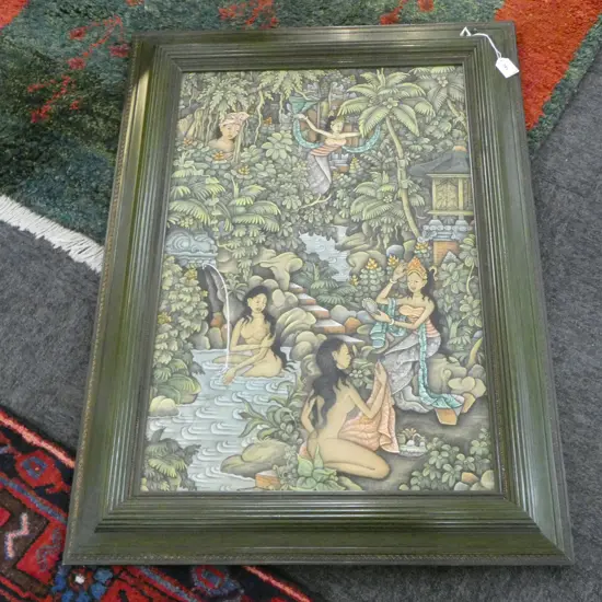 INDONESION FRAMED BATIK WATER BABES H670 W430MM