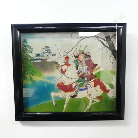 FRAMED JAPANESE W/C MOUNTED WAR LORD H420 W490MM